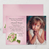 Communion Bouquet Photo Invitation Kaart (Voorkant / Achterkant)
