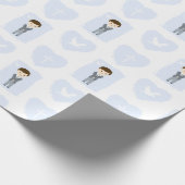 Communion Dove Brunette Boy Cadeaupapier (Hoek)