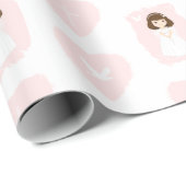 Communion Dove Brunette Girl Cadeaupapier (Rol Hoek)