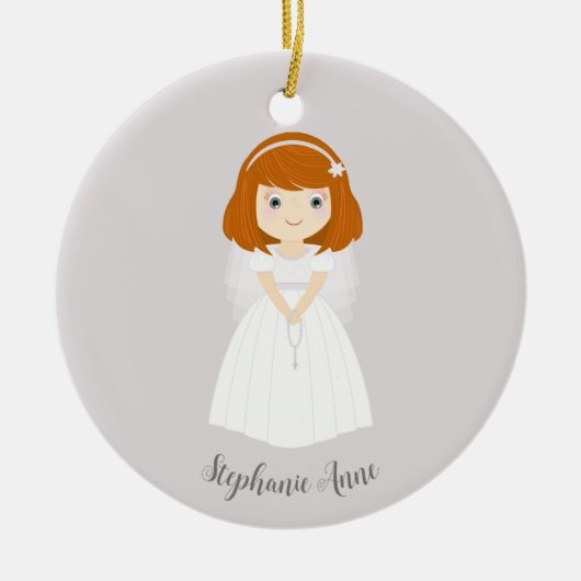 Communion Dove Redhead Girl Keramisch Ornament (Voorkant)