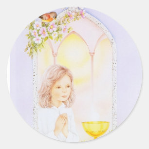 Communion fille prier autocollant