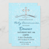 Communion Invitation Bleu (Devant / Derrière)