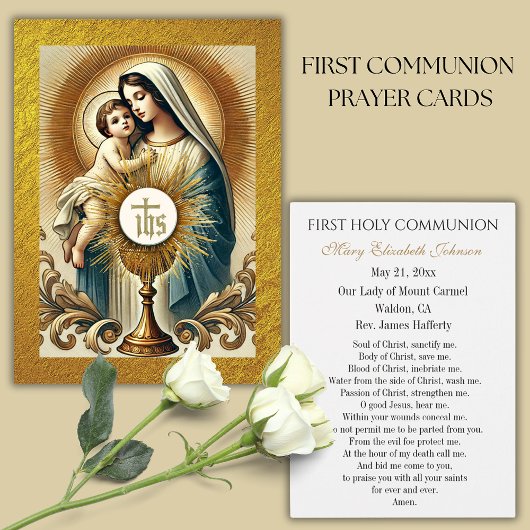 Communion Marie et Jésus Hôte de Chalice Or