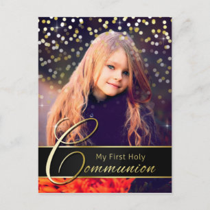 Communion Photo Elegant Gold - Invitation par cart