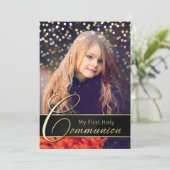 Communion Photo Elegant Gold Typography Invitation (Debout devant)