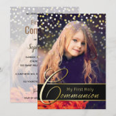 Communion Photo Elegant Gold Typography Invitation (Devant / Derrière)