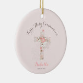 Communion rose floral croix céramique ornement (Droite)