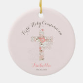 Communion rose floral croix céramique ornement (Dos)