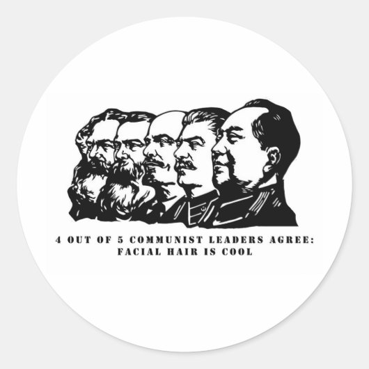 Communisme gezichtshaar ronde sticker (Voorkant)