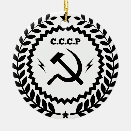 Communist CCCP Hammer Sickle Badge Keramisch Ornament (Voorkant)