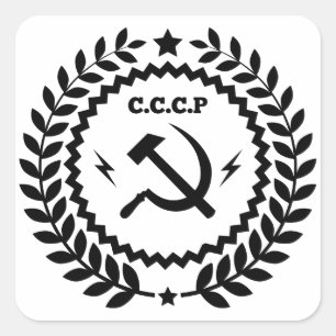 Communist CCCP Hammer Sickle Badge Vierkante Sticker