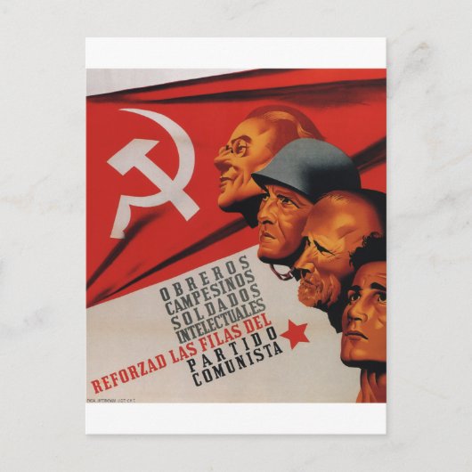 Communistische Partij (1937)_Poster Propaganda Uitnodiging Briefkaart (Voorkant)