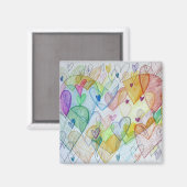 Community Hearts Art Rainbow Fridge Magnet (Recto/Verso)