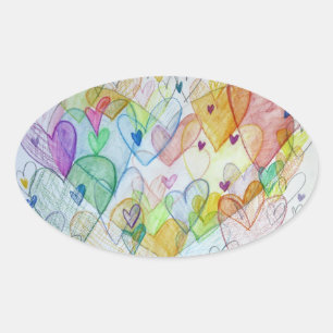 Community Hearts Love Labels Art Stickers