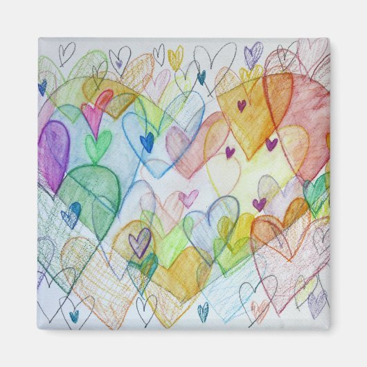 Community Hearts Rainbow Fridge Magnet Magneet (Voorkant)