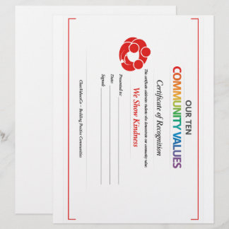 Community Kindness Certificate 8.5x11 Letterhead Briefhoofd