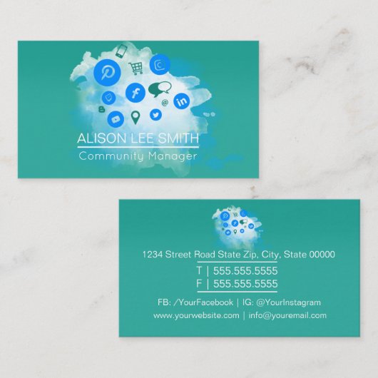 Community Manager SEM SEO Social Media Expert Visitekaartje (Voorkant / Achterkant)