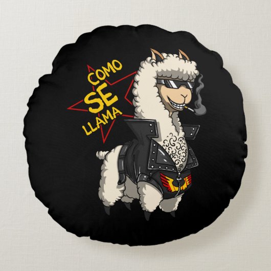 Como Se Llama Alpaca Funny Spain Animal Joke Rond Kussen (Voorkant)