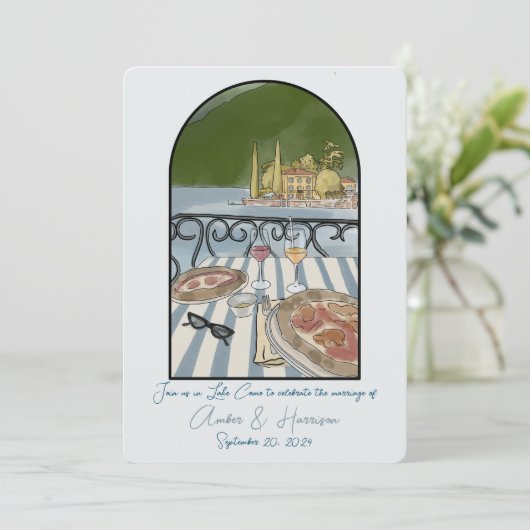 Comomeer Italië Bruiloft Save the Date Kaart (Staand voorkant)