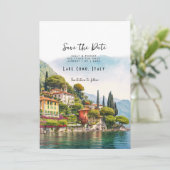 Comomeer Italië schilderachtig bewaar de datumkaar Bedankkaart (Staand voorkant)