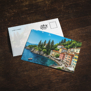 Comomeer Italië Waterverf Briefkaart