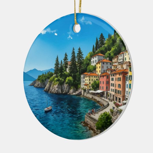 Comomeer Italië Waterverf Keramisch Ornament (Links)