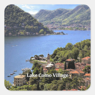 Comomeer Village, schilderachtig foto, Vierkante Sticker