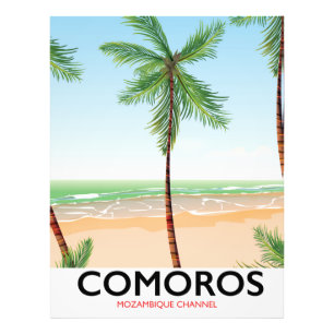 Comoren eiland vakantieposter. foto afdruk