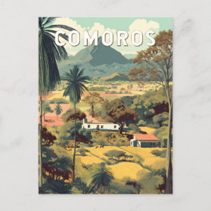 Comoren Illustratie Reis Kunst Vintage Briefkaart
