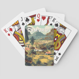 Comoren Illustratie Reis Kunst Vintage Pokerkaarten