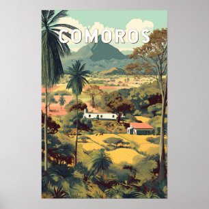 Comoren Illustratie Reis Kunst Vintage Poster