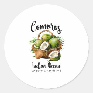 Comoren Kokosnoot Indische Oceaan Tropisch Eiland Ronde Sticker
