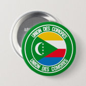 Comoren Round Emblem Ronde Button 7,6 Cm (Voorkant /achterkant)