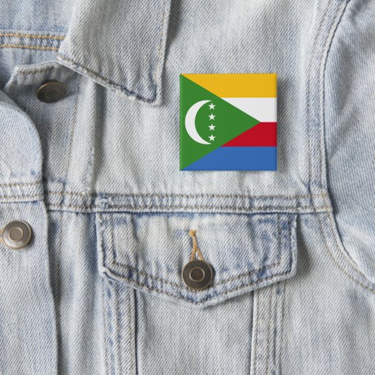 Comoren vlag vierkante button 5,1 cm (In situ)