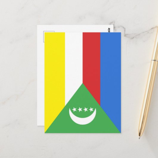 Comorese vlag briefkaart (Voorkant / Achterkant in situ)