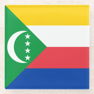 Comorese vlag glazen onderzetter