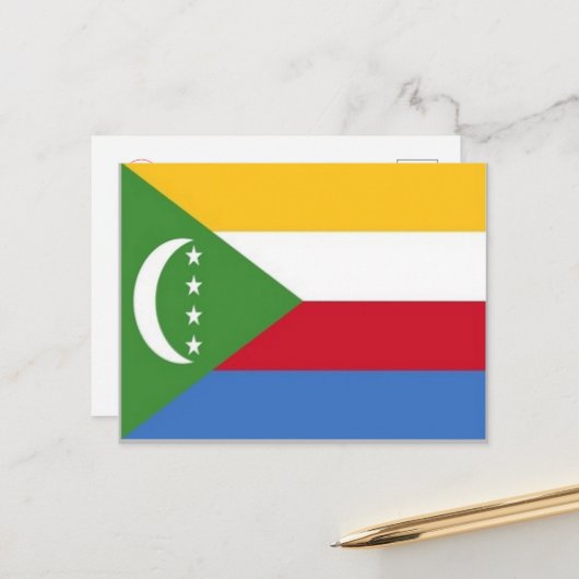 Comoros - Flag - Briefkaart (Voorkant / Achterkant in situ)