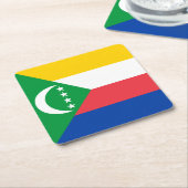 Comoros Flag Vierkante Kartonnen Onderzetter (Schuin)