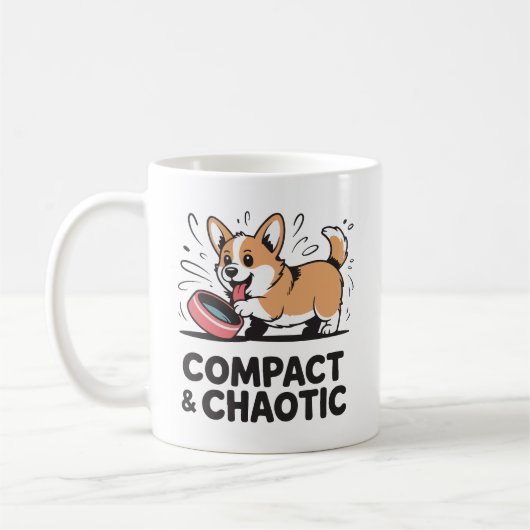 Compact and Chaotic Funny Corgi Quote Koffiemok (Links)