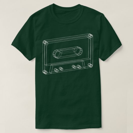 Compact cassette 3D draadframe T-shirt (Design voorkant)