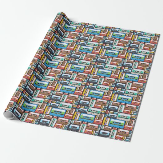 Compact Cassettes Abstracte compositie Cadeaupapier (Uitgerold)