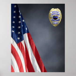 COMPACT POLICE PHOTO BACKDROP - Flag en badge Pos Poster