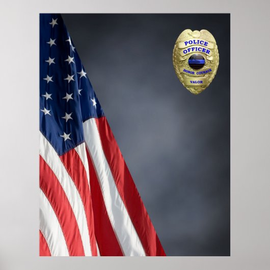 COMPACT POLICE PHOTO BACKDROP - Vlag en badge Poster (Voorkant)