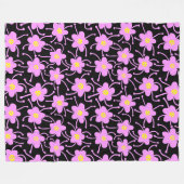 Compacte bloemen - Licht Violet en Geel op Blk Fleece Deken (Voorkant (Horizontaal))