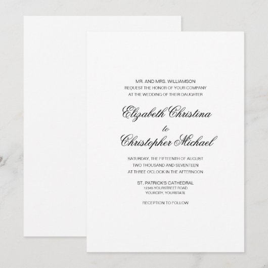 Compacte traditionele elegantie (ontvangst om te v kaart (Voorkant / Achterkant)