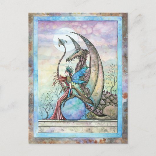 Compagnons Célestes Carte Postale Fée et Dragon (Devant)