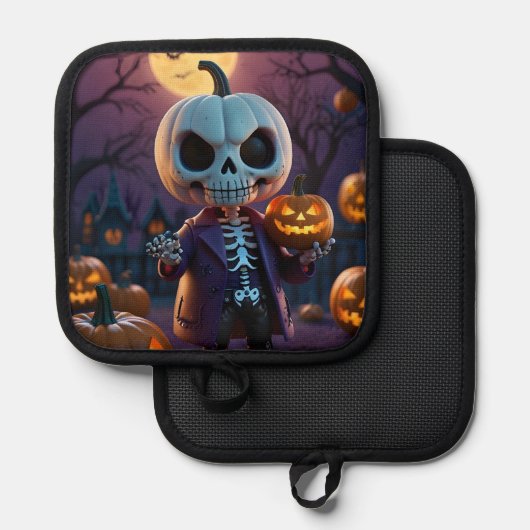 Companion van pompoenpatch skelet pannenlap