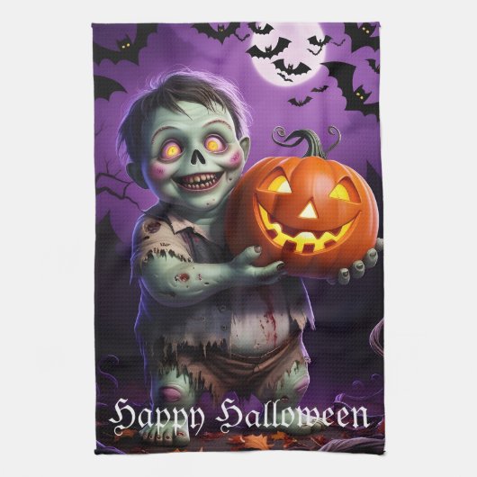 Companion van pompoenpatch skelet theedoek (Verticaal)