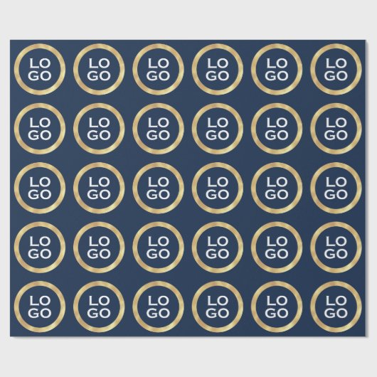 Company Custom Logo met Gold Lijst op Navy Blue Cadeaupapier (Vlak)