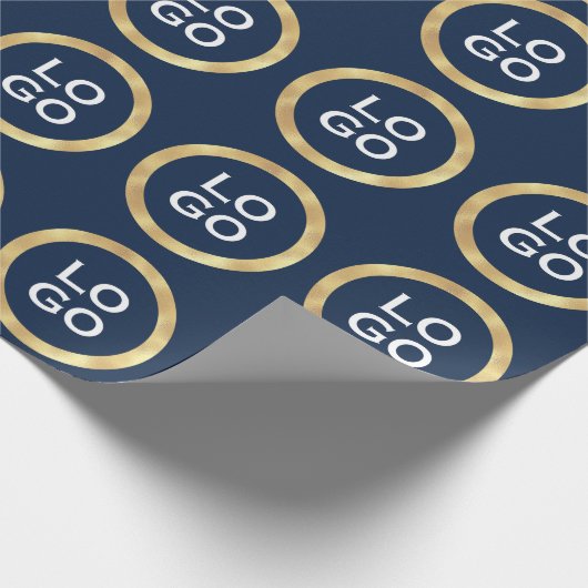 Company Custom Logo met Gold Lijst op Navy Blue Cadeaupapier (Hoek)